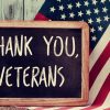 text thank you veterans in a chalkboard of the US